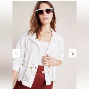 Anthropology Eyelet Anorak White Top Size XL
